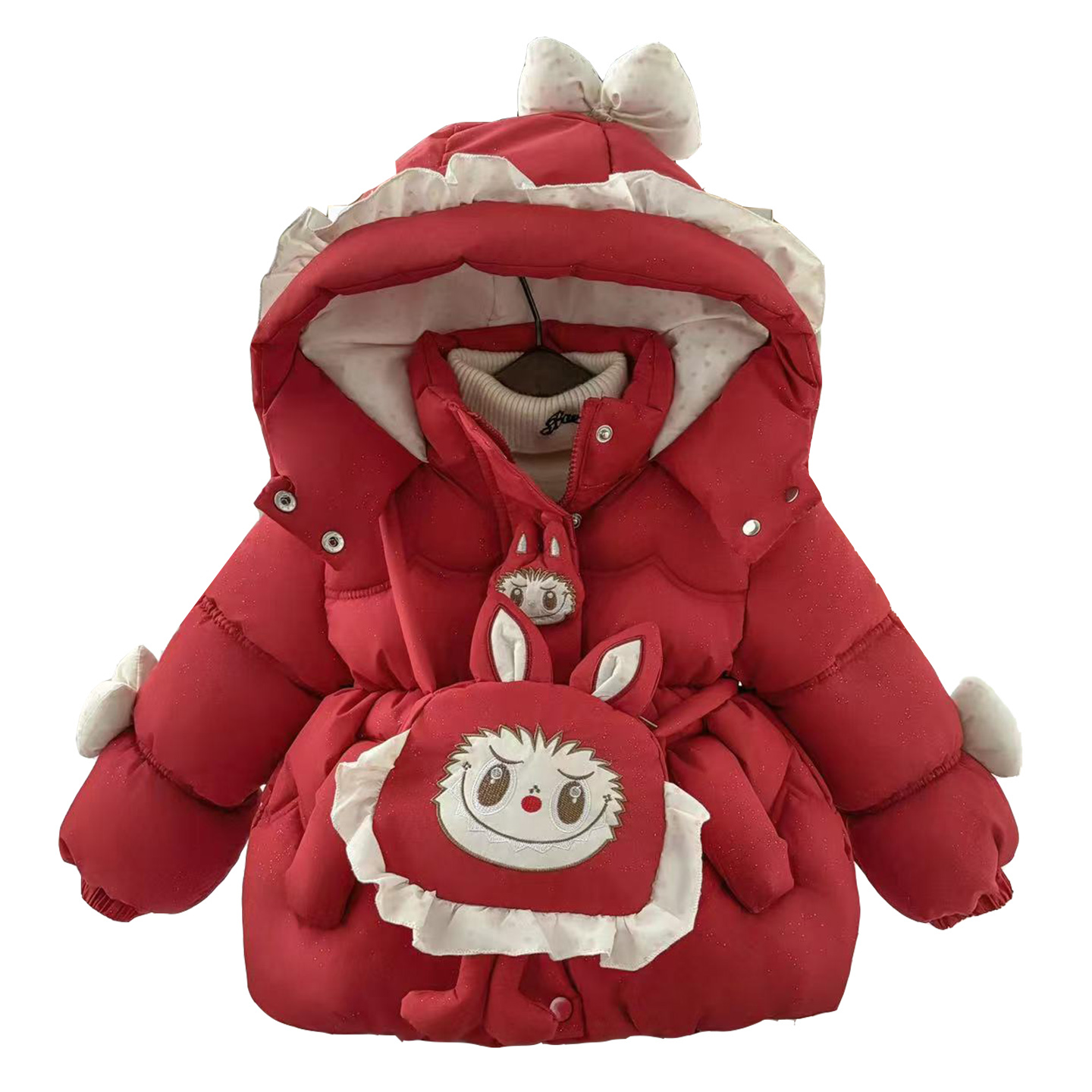 3岁女童秋冬装连帽棉服女宝宝加绒加厚卡通棉衣外套洋气儿童棉袄
