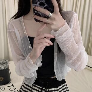 法式薄款外搭开衫女款夏季2025新款披肩小个子短款吊带裙罩衫