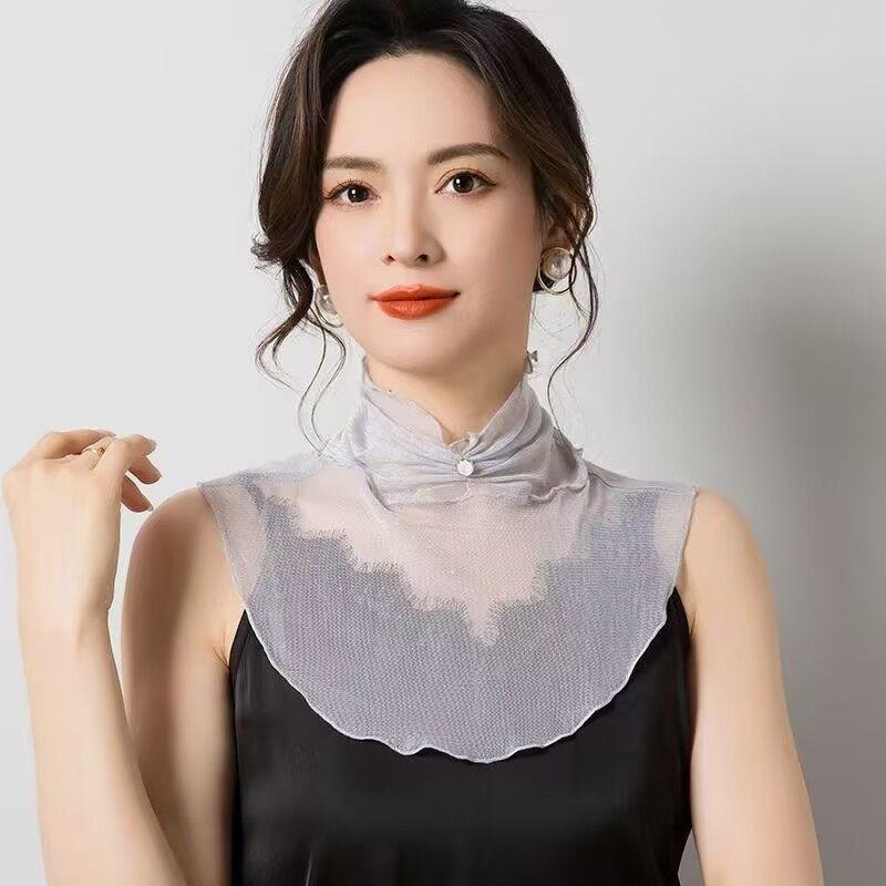 内搭夏天护颈围脖女真丝高领镂空假领子薄款网眼装饰潮假衣领图片