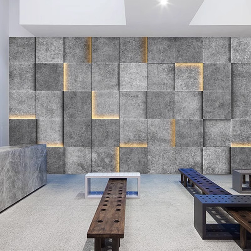 工业复古风3D立体泥灰背景墙纸办公室客厅健身房风水壁画装饰墙贴图片
