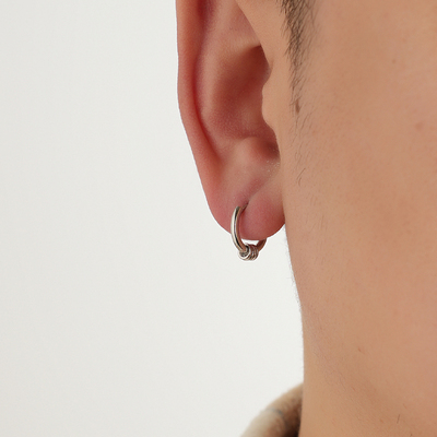 YiJianStudio s925纯银耳环男素圈吊坠耳钉女简约百搭街头日常