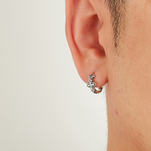 YiJianStudio s925纯银复古耳环男十字架耳钉女百搭街头耳扣酷帅