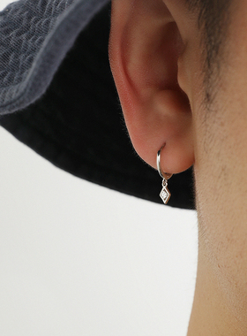 YiJian s925纯银耳环男精致小吊坠单只耳钉女小巧设计高街百搭款