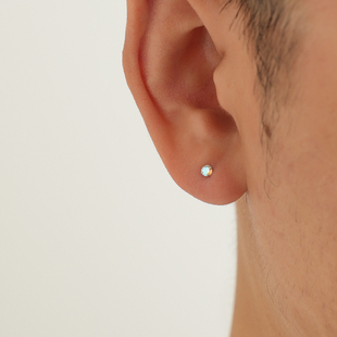 YijianStudio s925纯银炫彩螺纹耳钉男简约女耳饰睡觉免摘耳骨钉