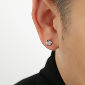 YiJian s925纯银耳钉男生简约耳饰女百搭圆形不规则缠绕单只耳环