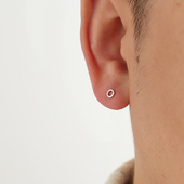 YiJian Studio s925纯银耳钉男圈圈小号百搭单只耳环女养耳洞ins