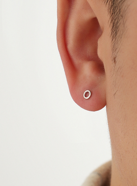 YiJian Studio s925纯银耳钉男圈圈小号百搭单只耳环女养耳洞ins