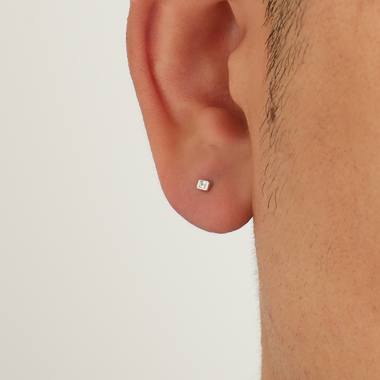 YiJianStudio s925纯银长方形迷你小号耳钉男生女耳扣精致小巧ins