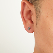 YiJianStudio s925纯银十字架螺纹耳钉男滴胶日常街头百搭耳环女