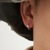 YiJianStudio s925纯银耳环男原创设计肌理感不规则耳扣女耳钉ins