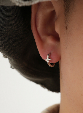 YiJianStudio s925纯银耳环男原创设计肌理感不规则耳扣女耳钉ins