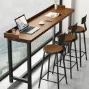 实木长条桌酒吧咖啡桌椅组合家用桌子窗边靠墙铁艺阳台高脚吧台桌