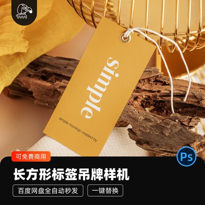 艺术方形标签吊牌样机PSD素材