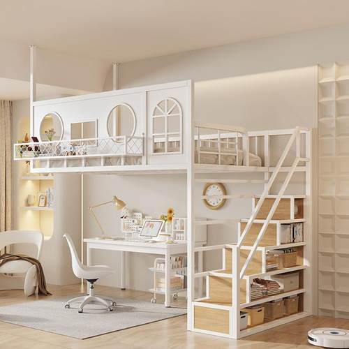 省空间小户型阁楼床无铁艺2-3