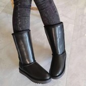 女高筒女长靴子加厚保暖棉鞋 冬季 皮毛一体防水雪地靴女真皮雪地鞋