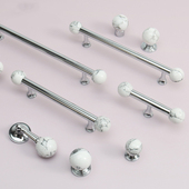 法式 衣柜拉手黄铜镀铬大理石白松亮银色中古风圆球单孔橱柜门把手