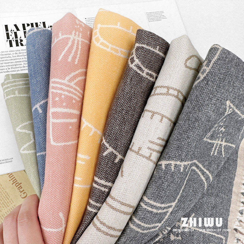 多姿多彩的喵~仿羊绒围巾女冬季