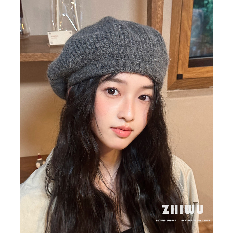 知雾羊毛混纺贝雷帽显脸小