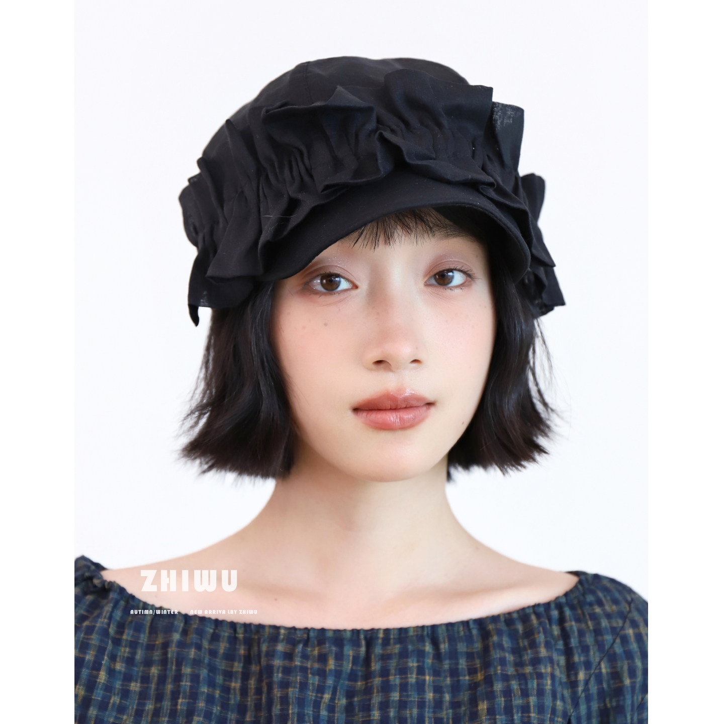知雾春夏轻薄苎麻贝雷帽女图片