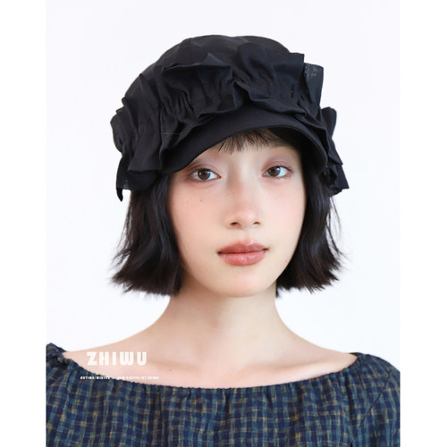 知雾春夏轻薄苎麻贝雷帽女