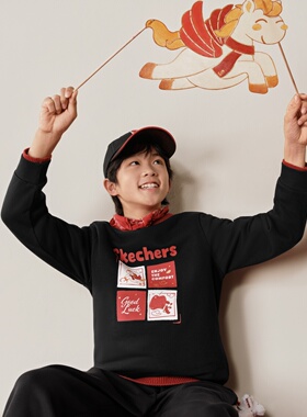 Skechers斯凯奇2026新款男女童秋冬舒适休闲百搭针织卫衣L126K020