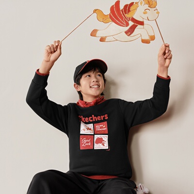 Skechers斯凯奇2026新款男女童秋冬舒适休闲百搭针织卫衣L126K020