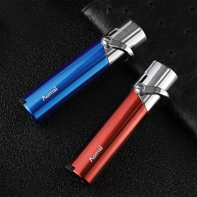 奥麦防风打火机创意个性圆柱金属直冲充气打火机烟斗雪茄打火机