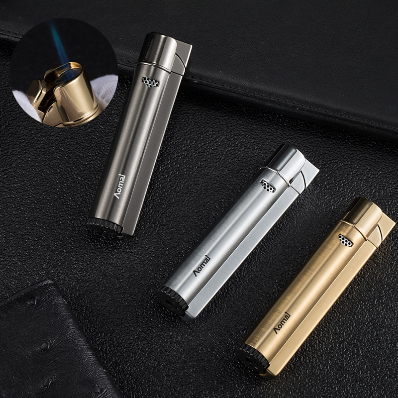 奥麦防风充气打火机创意直冲蓝焰火雪茄点烟器定制个性烟具送男友