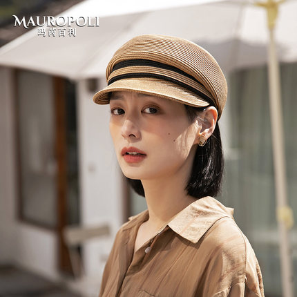 草编报童帽女夏季防晒帽百搭休闲鸭舌帽女新款遮阳画家帽草帽女款
