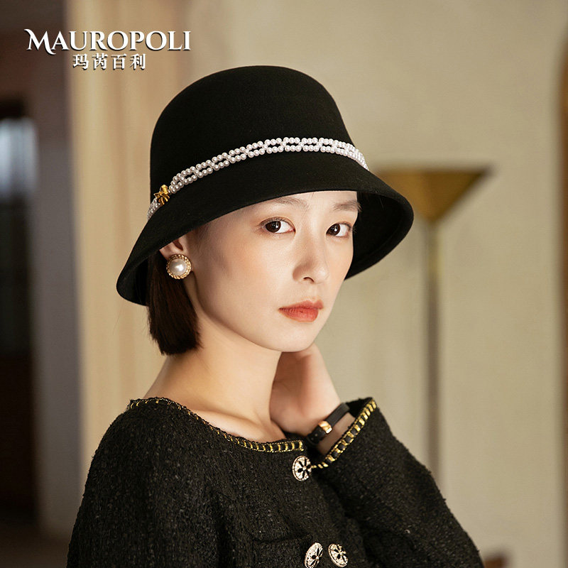 mauropoli羊毛渔夫帽出游女秋冬