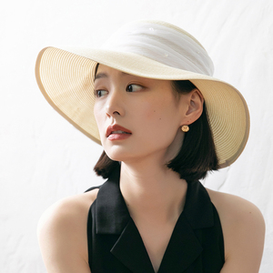 法式遮阳帽女夏季大檐防晒帽英伦复古海边草帽女新款遮脸太阳帽子