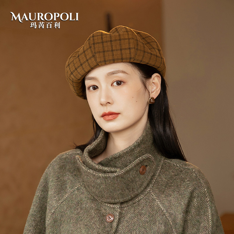 贝雷帽女秋冬2025新款韩版复古气质画家帽日系时尚格纹百搭蓓蕾帽,服饰配件/皮带/帽子/围巾,帽子,淘宝优惠券,粉丝福利购,淘宝优惠卷