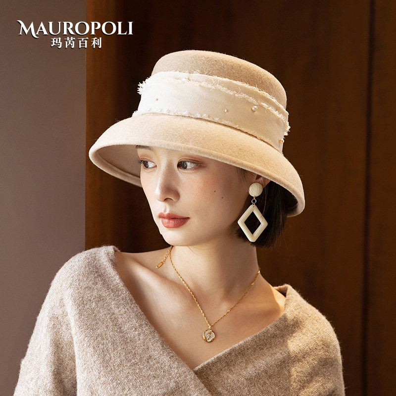 mauropoli礼帽出游法式女士秋冬