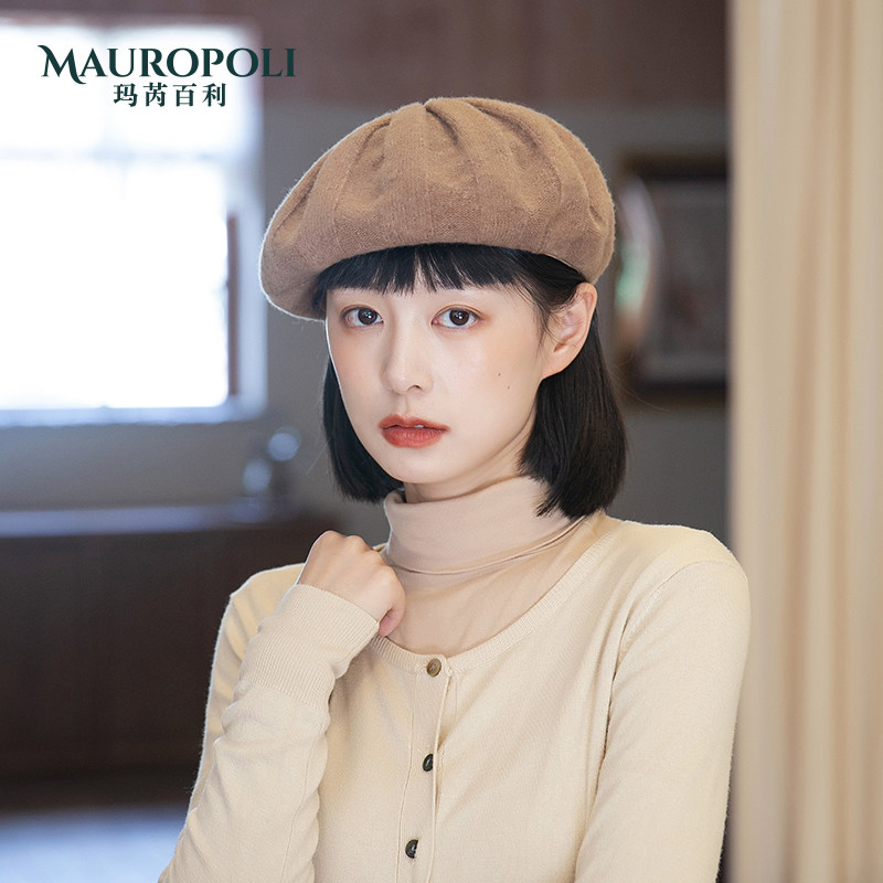 贝雷帽女士秋冬复古羊毛呢画家帽