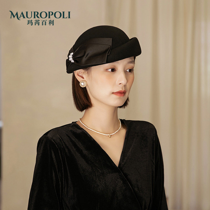 mauropoli贝雷帽出游复古女秋冬