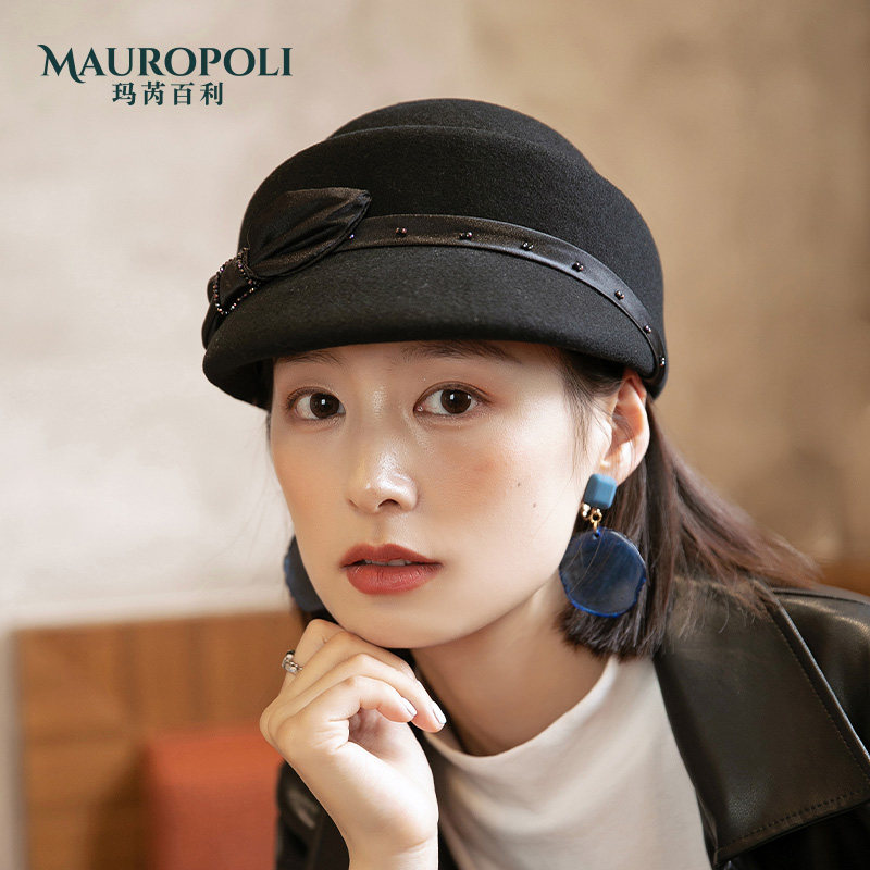 mauropoli贝雷帽出游复古女秋冬