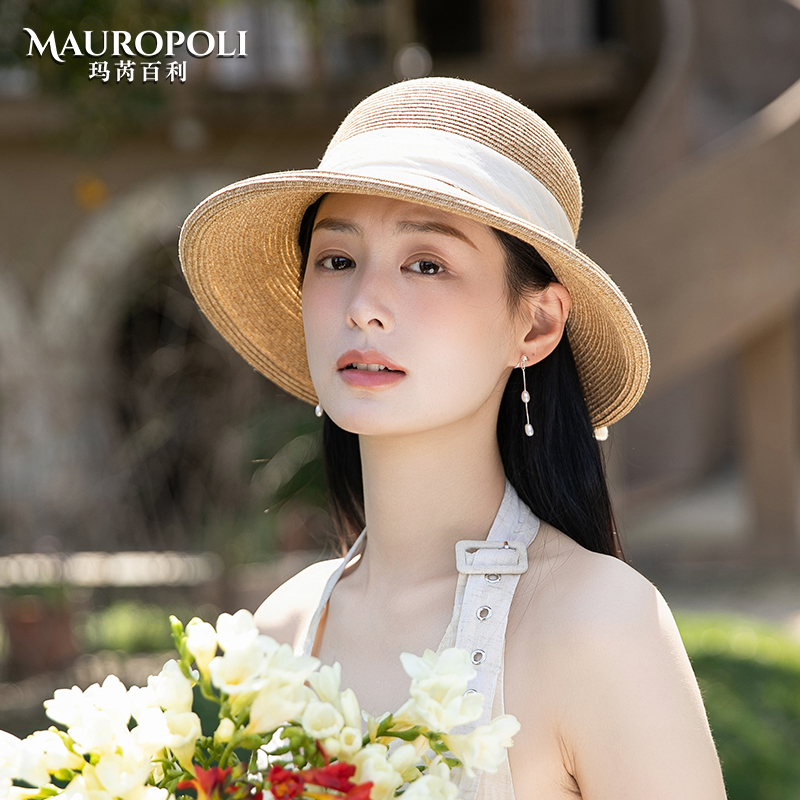 夏季遮阳可折叠草帽女2025新款草编渔夫帽度假旅游遮脸防晒太阳帽