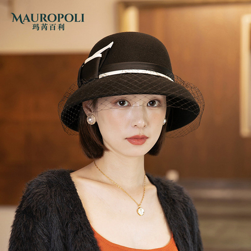 mauropoli渔夫帽出游复古女秋冬