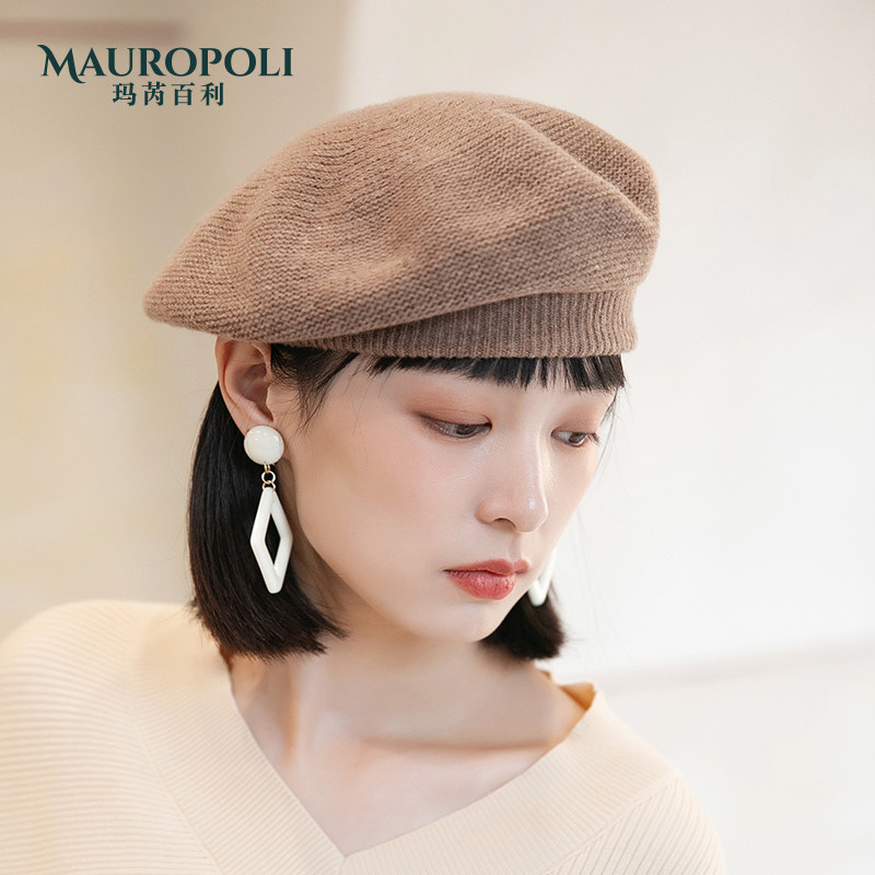 贝雷帽女薄款春秋羊毛针织画家帽新款法式复古秋冬蓓蕾帽女款帽子