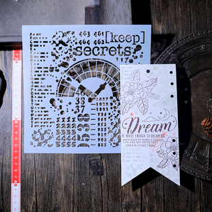 兔子家 手账尺镂空雕刻PET塑料遮蔽板 辅助模板junkjournal