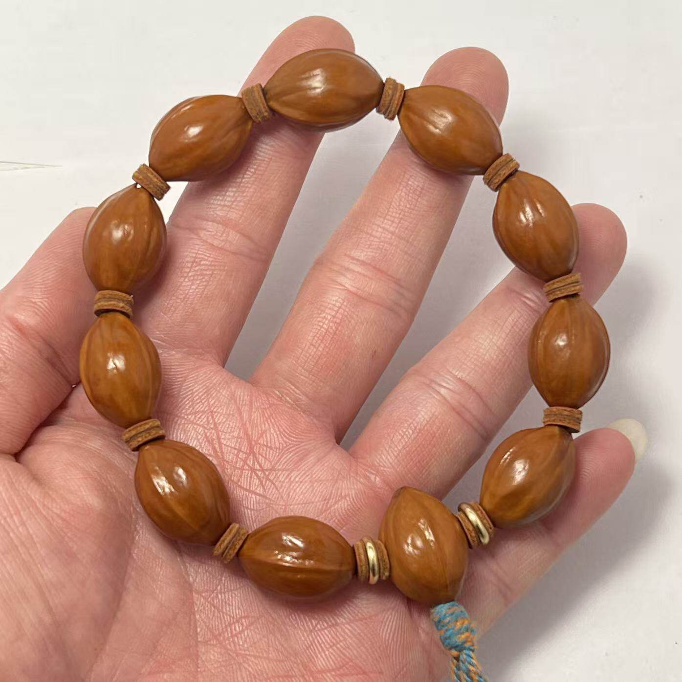 1.3+梅林老油铁核鲨鱼背纯手工打磨素核光珠橄榄核雕橄榄胡手串男