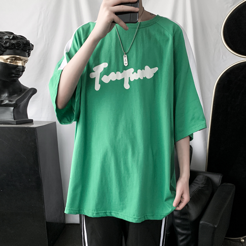 Hong Kong style new men's short sleeve T-shirt 2021 summer new cotton loose half sleeve top