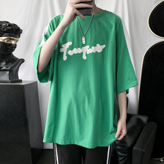 Hong Kong style new men's short sleeve T-shirt 2021 summer new cotton loose half sleeve top