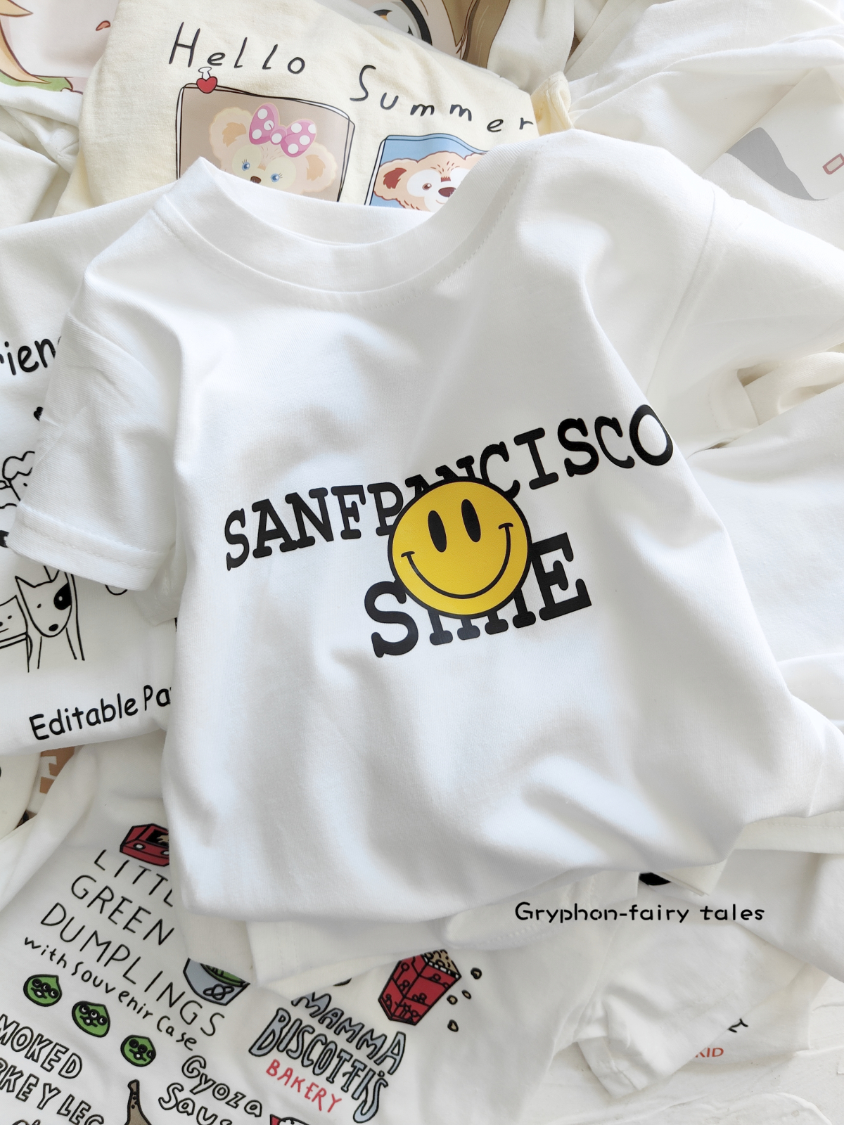 中大童短袖T恤上衣儿童白色纯棉上衣洋气童装亲子装宝宝卡通夏装