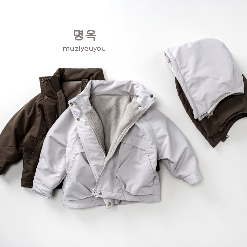 儿童加绒加厚风衣外套2026冬季户外风男女童休闲保暖冲缝衣童装