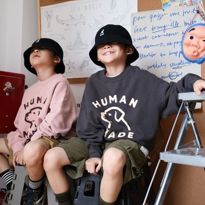 男童纯棉卫衣女童冬季加绒加厚上衣套衫中大童春秋全棉一体绒打底