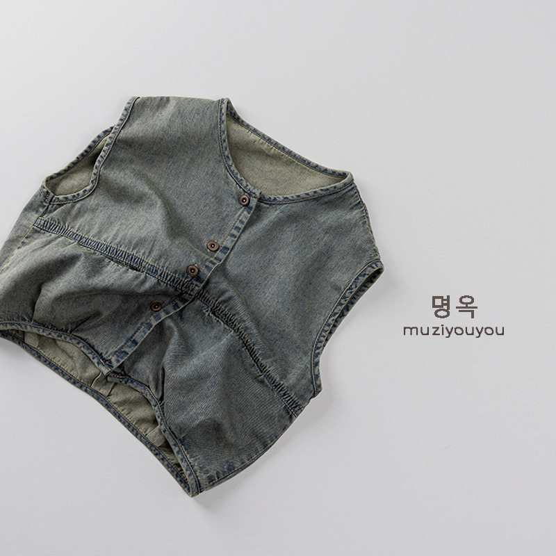 儿童薄款牛仔马甲2026春夏新男女童薄款坎肩宝宝日系韩版潮童上衣
