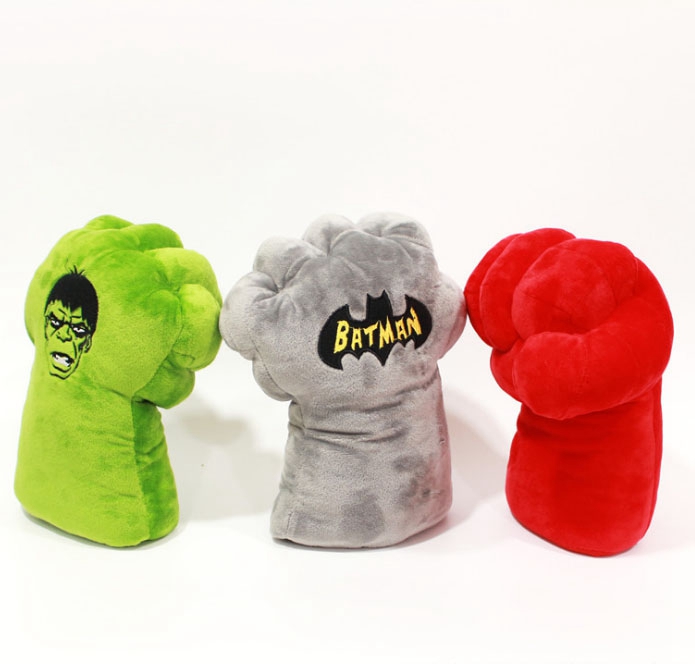 卡通拳击手套蜘蛛侠绿巨人毛绒玩具英雄玩偶儿童节日生日礼物抱枕