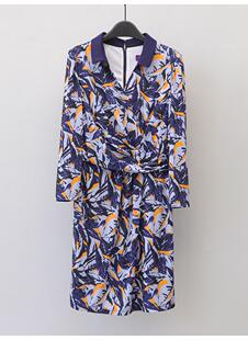 米欧N高端大牌折扣专柜正3560时尚 连衣裙春 设计感垂坠印花七分袖