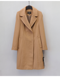 姿Z高端品牌专柜特价4490时尚气质水波纹羊毛呢大衣中长款外套秋